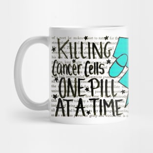 Killing Cancer - black design w/light blue Mug